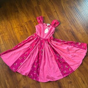 Unique Vintage Hot Pink & Heart Cherry Stripe Swing Dress Valentine’s Day